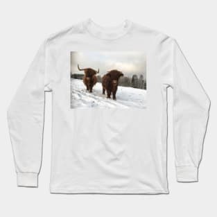 Scottish Highland Cattle Cow and Calf 1854 Long Sleeve T-Shirt